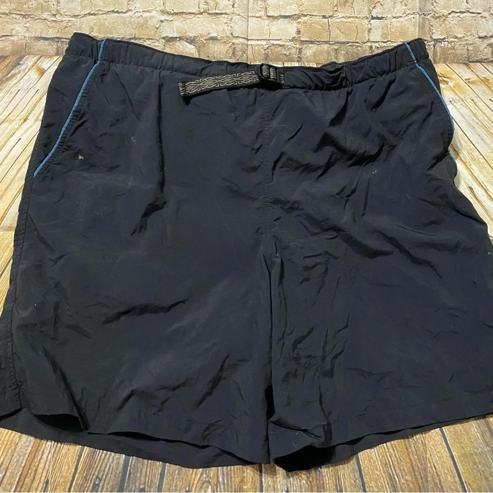Columbia Black Nylon Belted Brief Lined Outdoor Swim Short